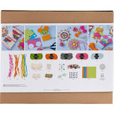 Creativ company ensemble de groupe de tissage, supports muraux, cintres, hiboux, souris, différentes couleurs, 1 boîte