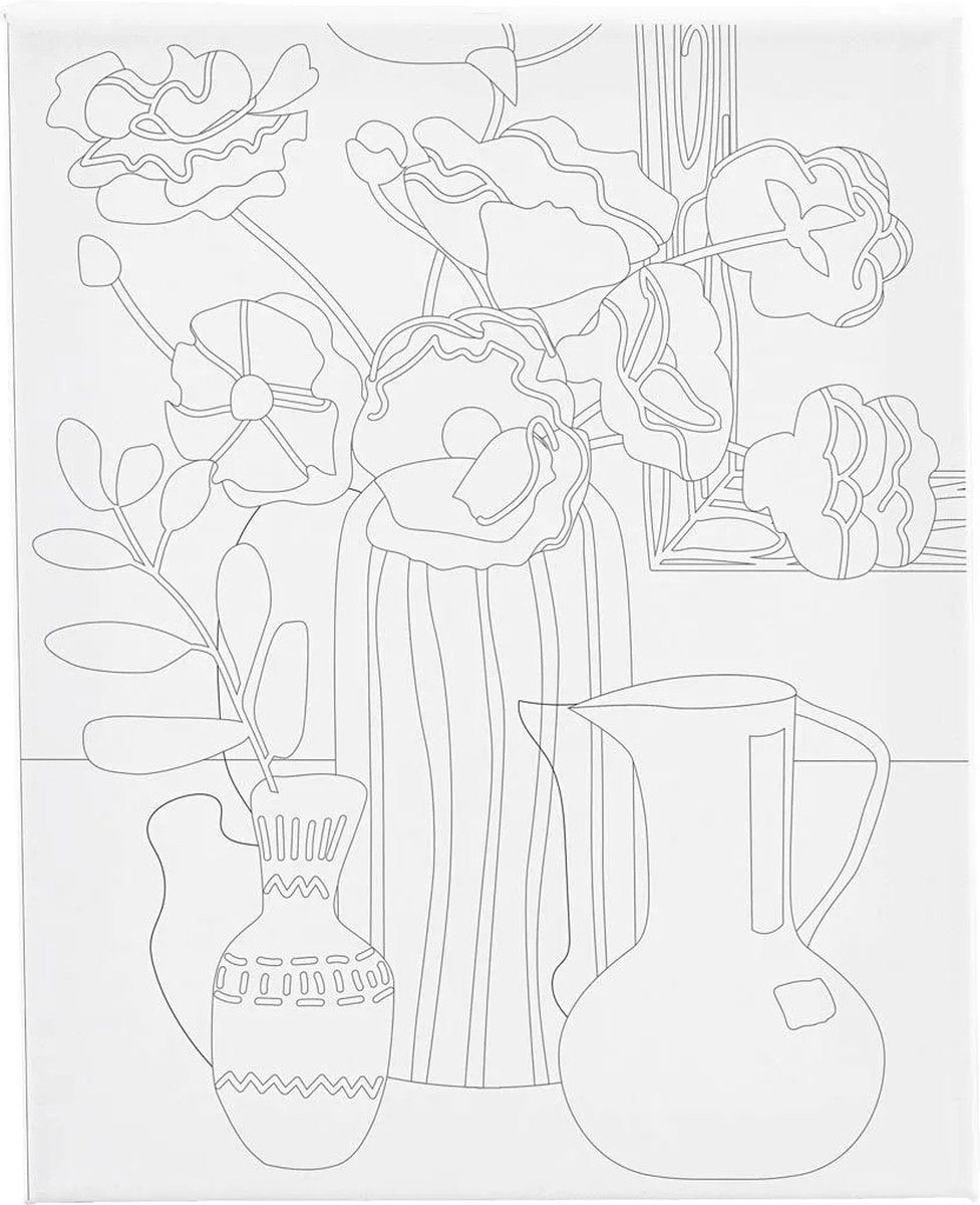 Creativ company toile à peindre avec impression nature morte avec fleurs 24x30 cm