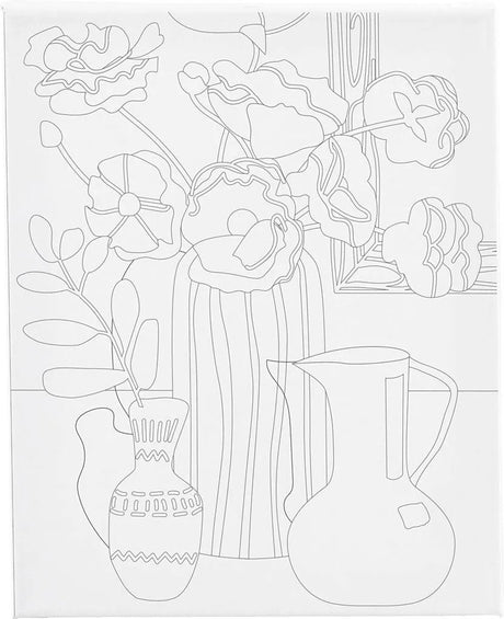 Creativ company toile de peinture avec impression, nature morte avec fleurs, d: 1,6 cm, taille 24x30 cm, 360 g, 1 pièce