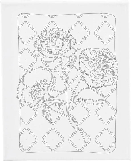 Creativ company toile à peindre avec impression, roses, d: 1,6 cm, taille 24x30 cm, 360 g, 1 pièce