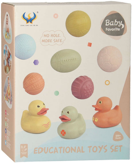 Ensemble de jouets de bain avec boules de bain sensorielles, canards en caoutchouc, pastel