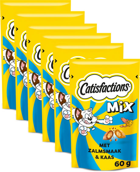 Gâteries pour chats Catisfactions - mix snacks saumon et fromage - 6x60g