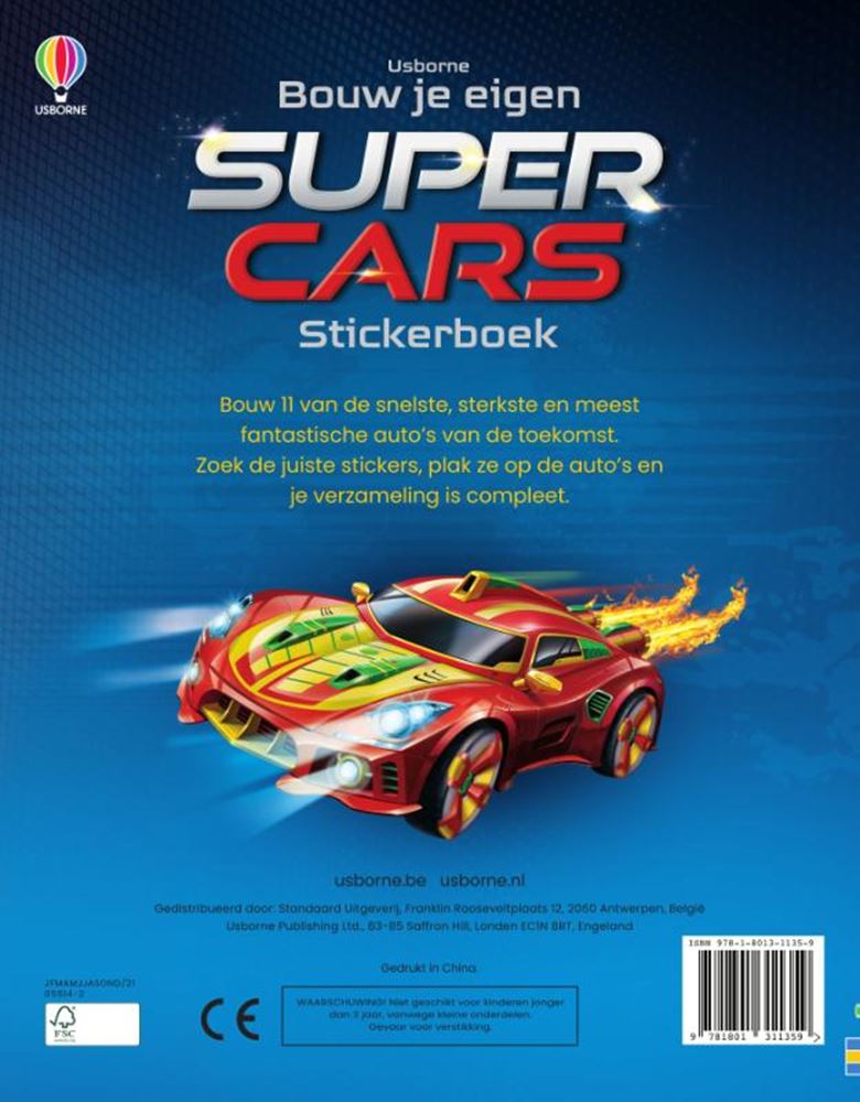 Livre d'autocollants des éditeurs Wpg : supercars. 5+