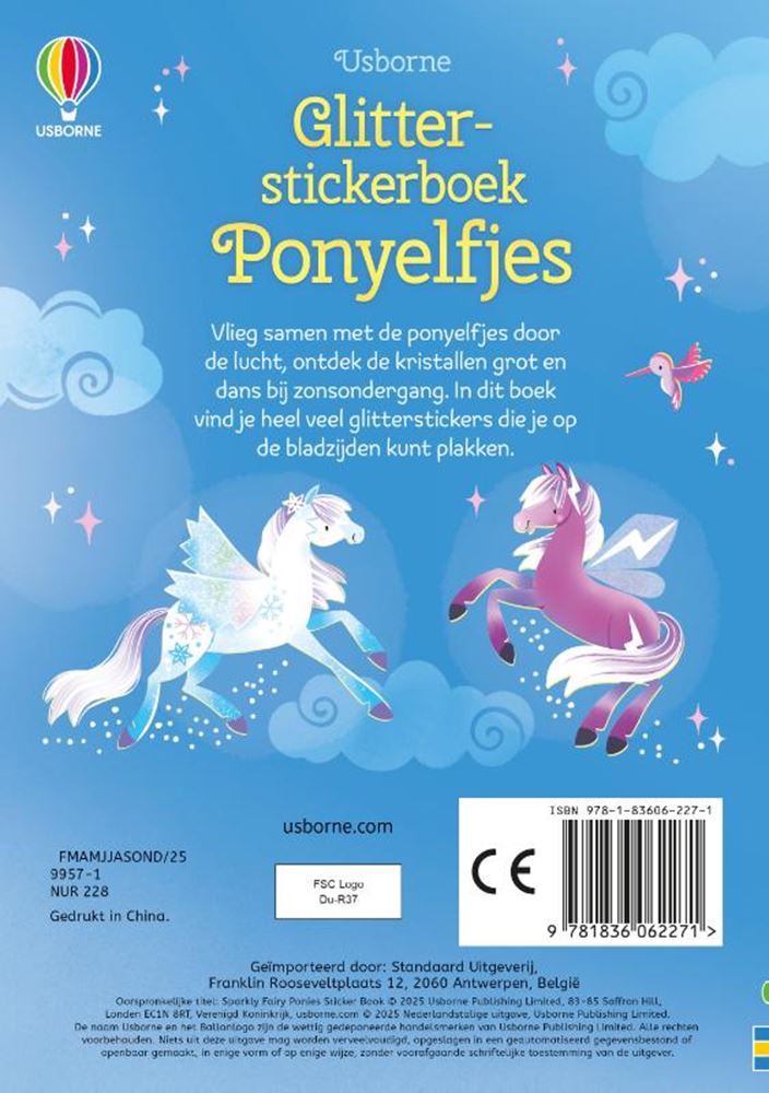 Livre d'autocollants à paillettes Usborne - fées poneys