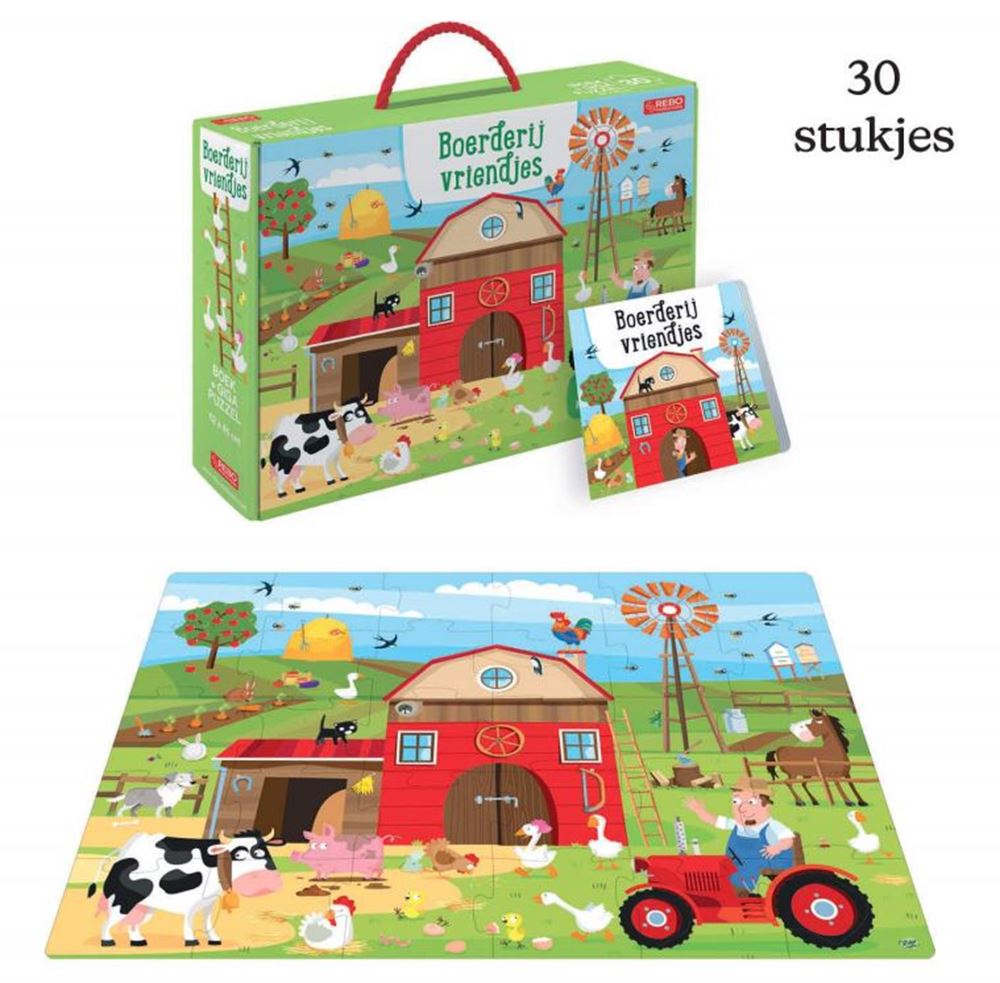 Livre et puzzle des éditeurs Rebo - amis de la ferme - 30 pcs.