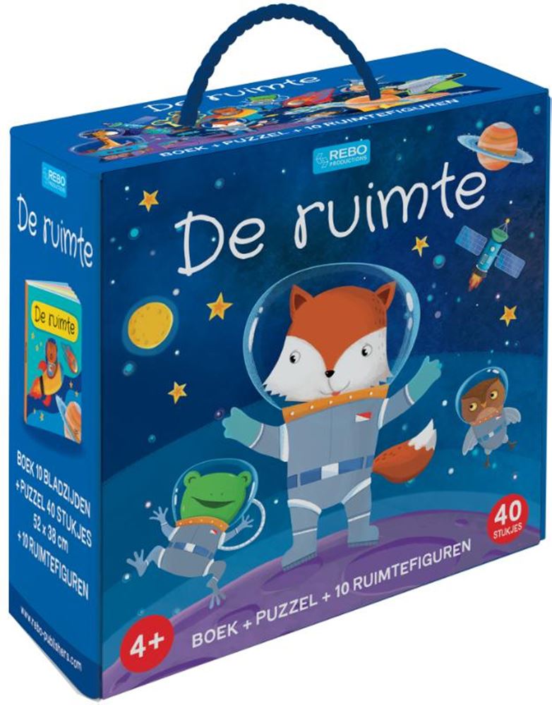 Rebo éditeurs l'espace - livre et puzzle, 10 figurines