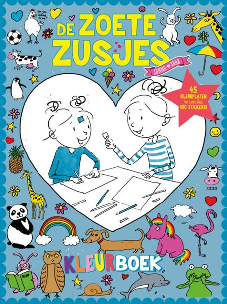 Livre de coloriage Sweet Sisters avec plus de 100 autocollants | 2 pièces