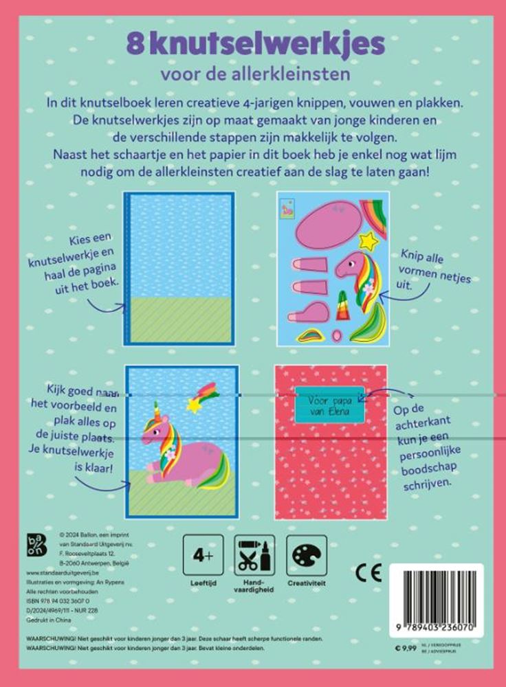 Livre de bricolage d'éditeur standard avec ciseaux: licornes 4+