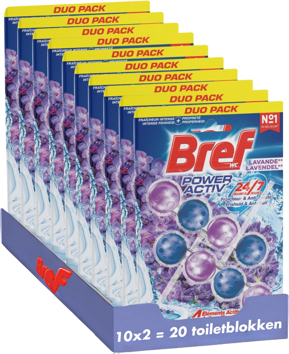 Bref - power activ - lavande - bloc sanitaire - toilettes propres et fraîches - protecteur contre la saleté - pack économique - 10 x 2 pièces