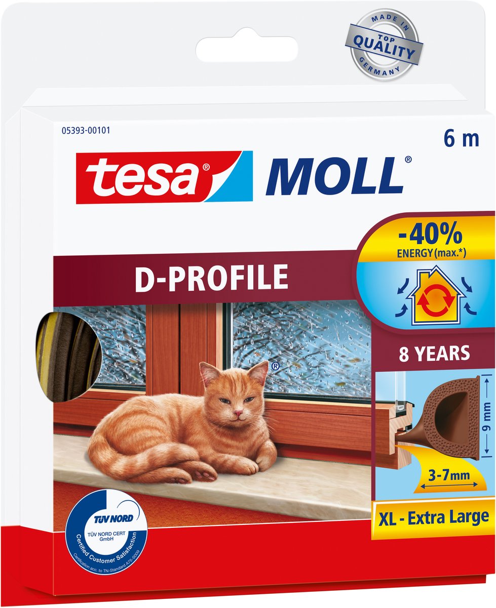 Tesa coupe-froid moll profil en caoutchouc 6mx9mm marron
