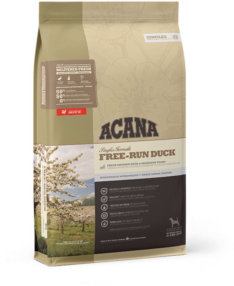 Acana singles canard élevé en liberté topinambour - nourriture pour chien - 11,4 kg