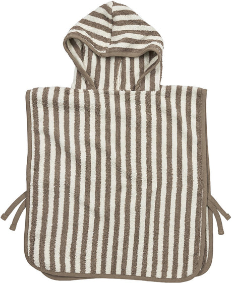 Poncho de bain Meyco baby fat stripe - tissu éponge jacquard - taupe - 1-3 ans
