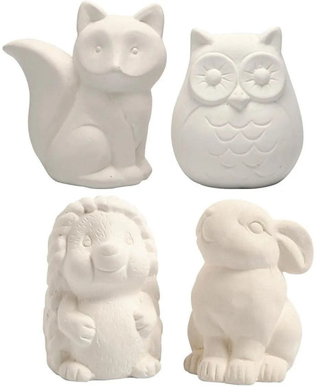 Société créative https : www.ccobby.nl tirelire-owl-fox-hedgehog-hare-h-9-10-cm-white-4-piece-1-box