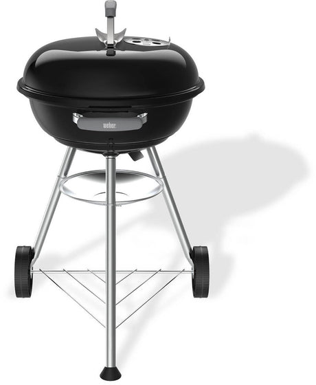 Bouilloire compacte Weber - grille ø 47 cm - barbecue au charbon de bois - noir - bac à cendres - 2 roues durables et résistantes aux intempéries - crochet de couvercle pratique - résistant aux rayures et à la rouille
