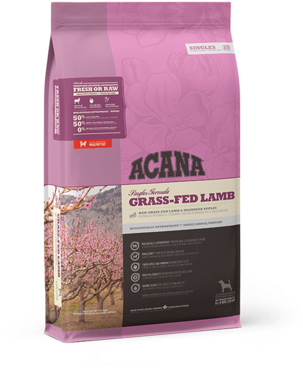 Acana singles agneau nourri à l'herbe pomme d'agneau - nourriture pour chien - 11,4 kg