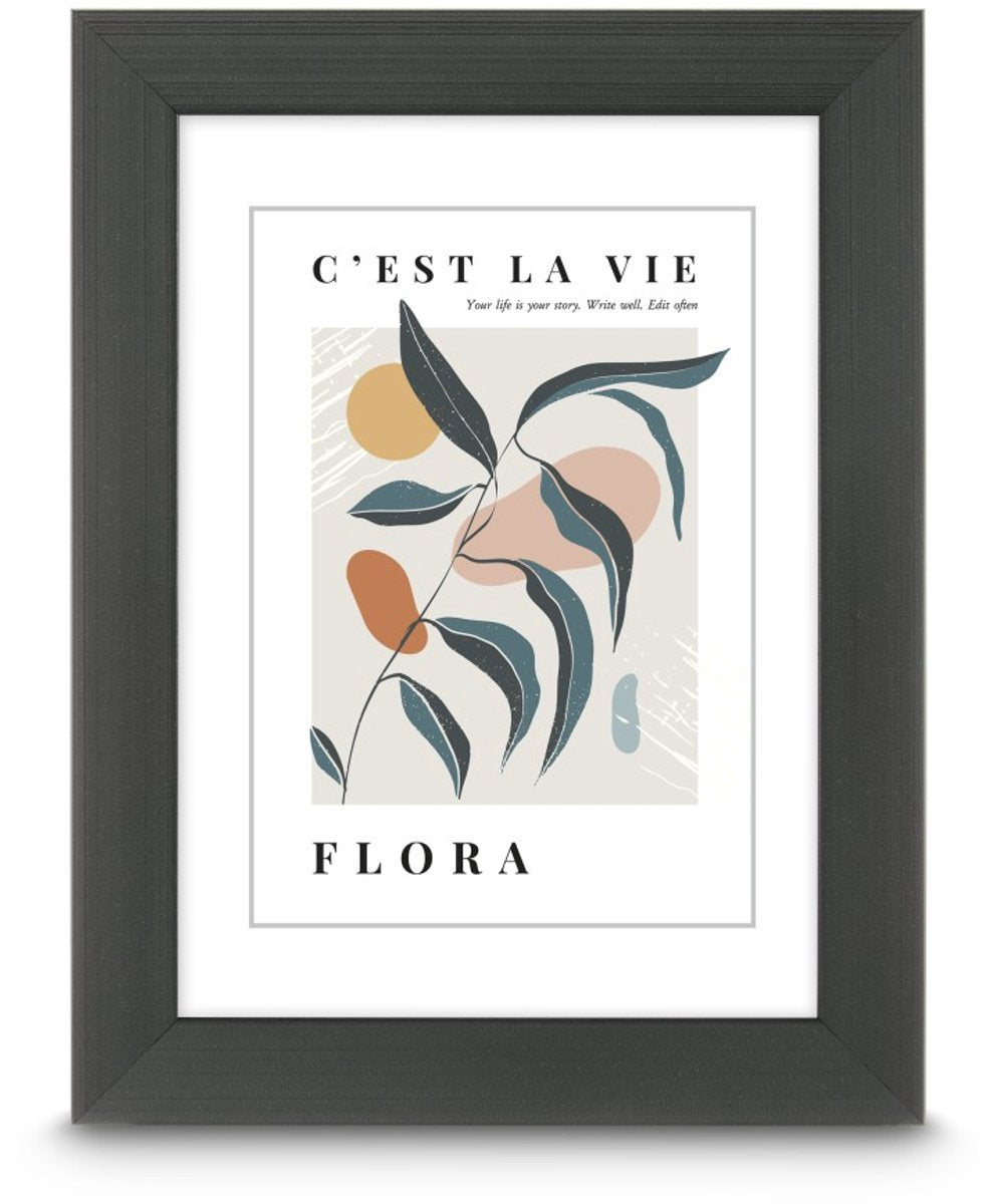 Cadre photo Hama - flore - 20 x 30 cm - gris contrasté