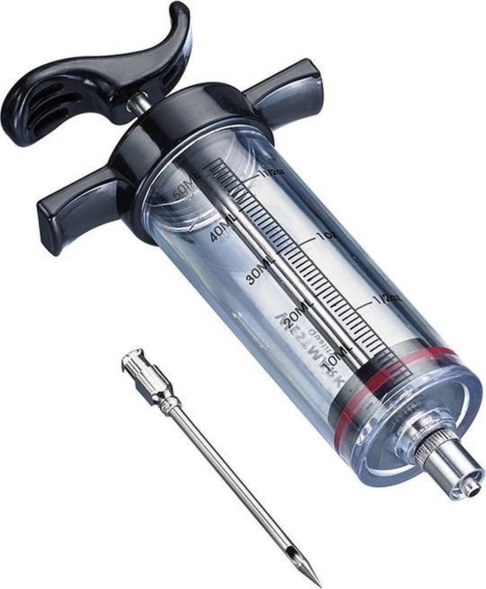 Seringue à marinade Westmark avec aiguille amovible, longueur : 22,5 cm, avec échelle jusqu'à 50 ml, plastique inox, noir transparent, 61422280