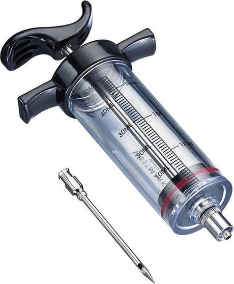Seringue à marinade Westmark avec aiguille amovible, longueur : 22,5 cm, avec échelle jusqu'à 50 ml, plastique inox, noir transparent, 61422280