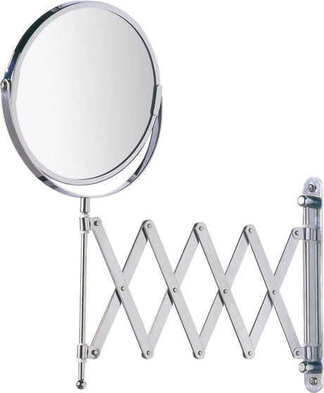 Wenko miroir de rasage mural exclusif ø17cm double face télescopique chrome grossissant 3x - miroir de salle de bain - miroir de maquillage modèle mural extensible - miroir grossissant - miroir cosmétique avec bras harmonica