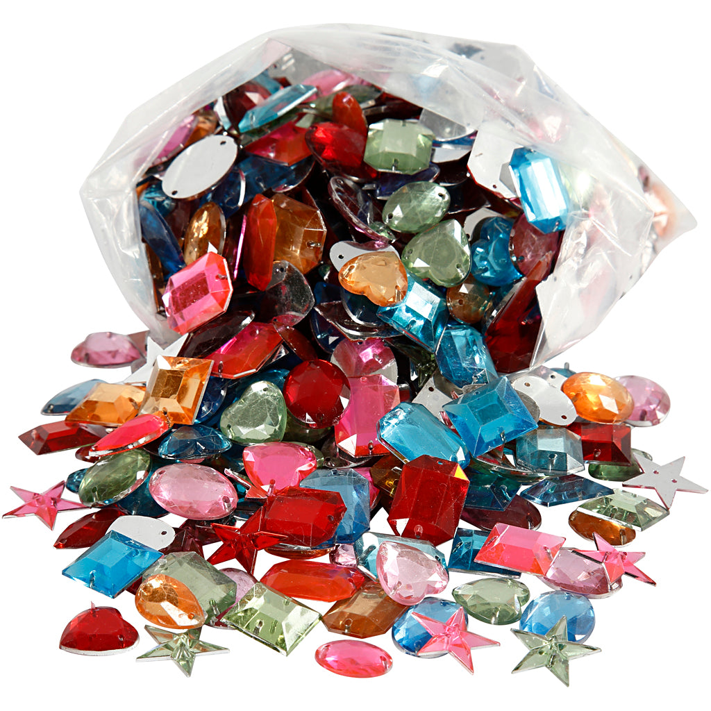 Strass Creativ Company, taille 10-17 mm, env. 800 pièces, différentes couleurs, 210 g 1 boîte