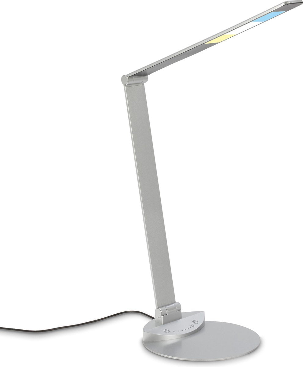 Briloner - Lampe de table LED - lampe de bureau - réglable - rotative - lampe de bureau - tactile, température de couleur réglable, dimmable, couleur argent