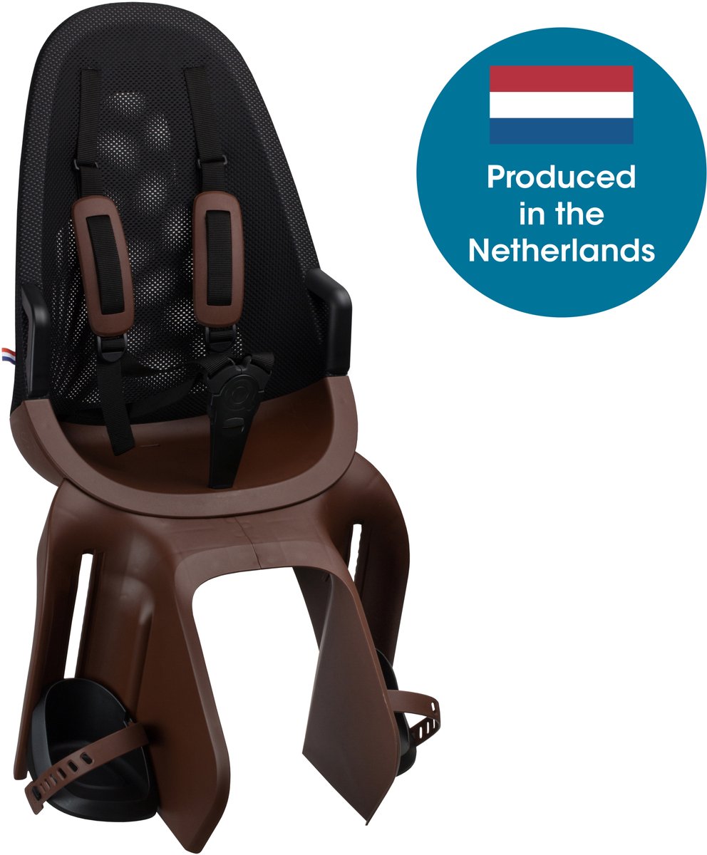 Siège de vélo Qibbel Air derrière le support de porte-bagages - connexion rapide - siège de vélo - marron
