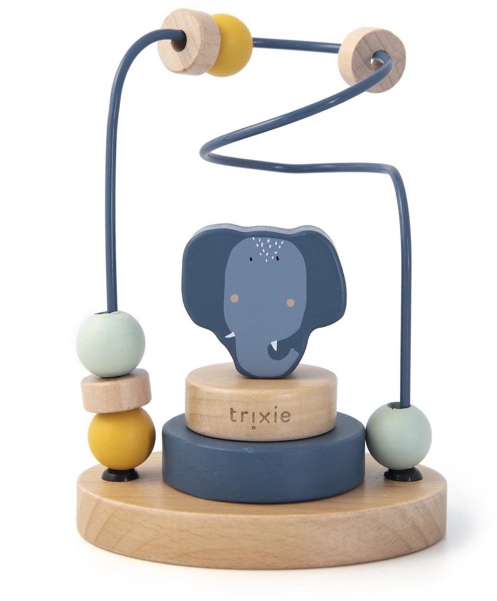 Cadre en perles de bois Trixie - mrs. éléphant - labyrinthe de perles en bois - jouets éducatifs - pour garçons filles - éléphant
