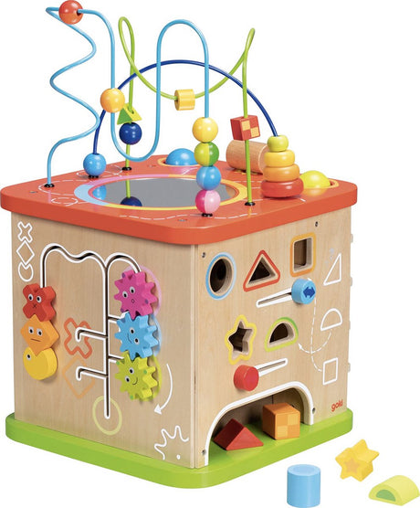 Cube d'activité Goki xxl 35x35x54cm, bois et métal, 1+