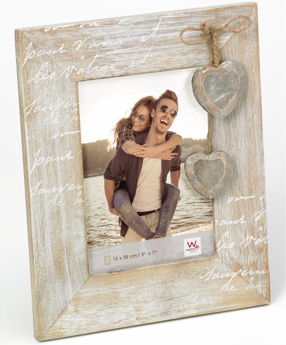 Walther le coeur - cadre portrait en bois - format photo 13x18 cm - marron
