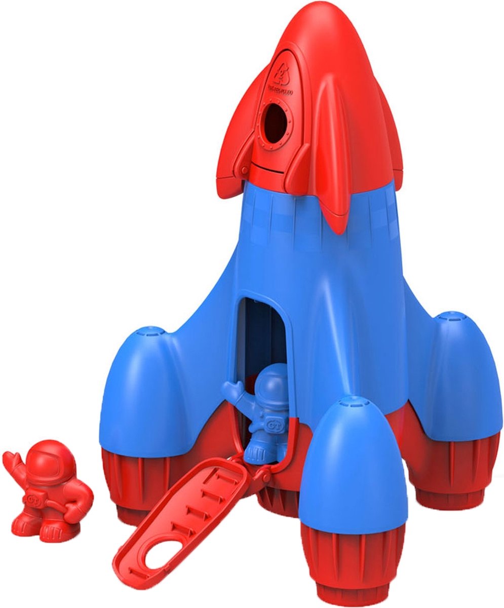 Rocket des jouets verts avec des astronautes