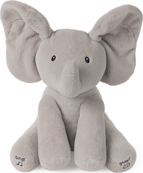 Gund baby - Flappy l'éléphant animé - peluche - gris - 30,5 cm - néerlandais parlé