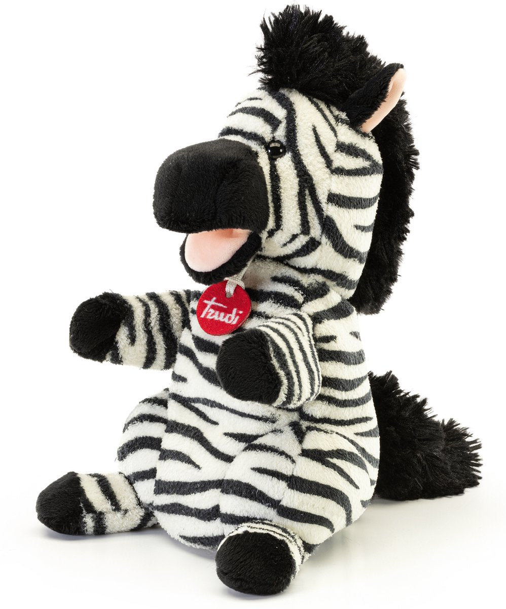 Trudi - marionnettes marionnette à gants zèbre 29 cm - fait main en Italie - peluche douce - peluche pour garçons et filles - noir et blanc - 17x29x18 cm taille s