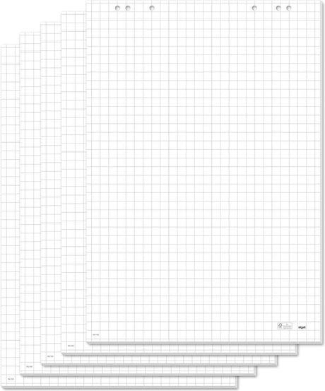 Bloc de paperboard Sigel meet up - 80g 68x98cm à carreaux, 5 jeux de 20 feuilles perforées - si-mu165