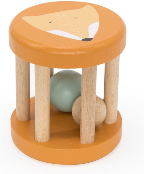Hochet roulant en bois Trixie - mr. renard - premier jouet de bébé - cadeau de maternité - pour garçons filles
