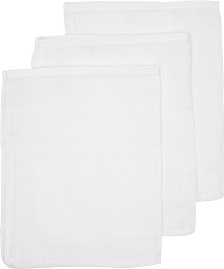 Débarbouillettes Meyco baby uni - paquet de 3 - hydrophiles - blanc - 20x17cm