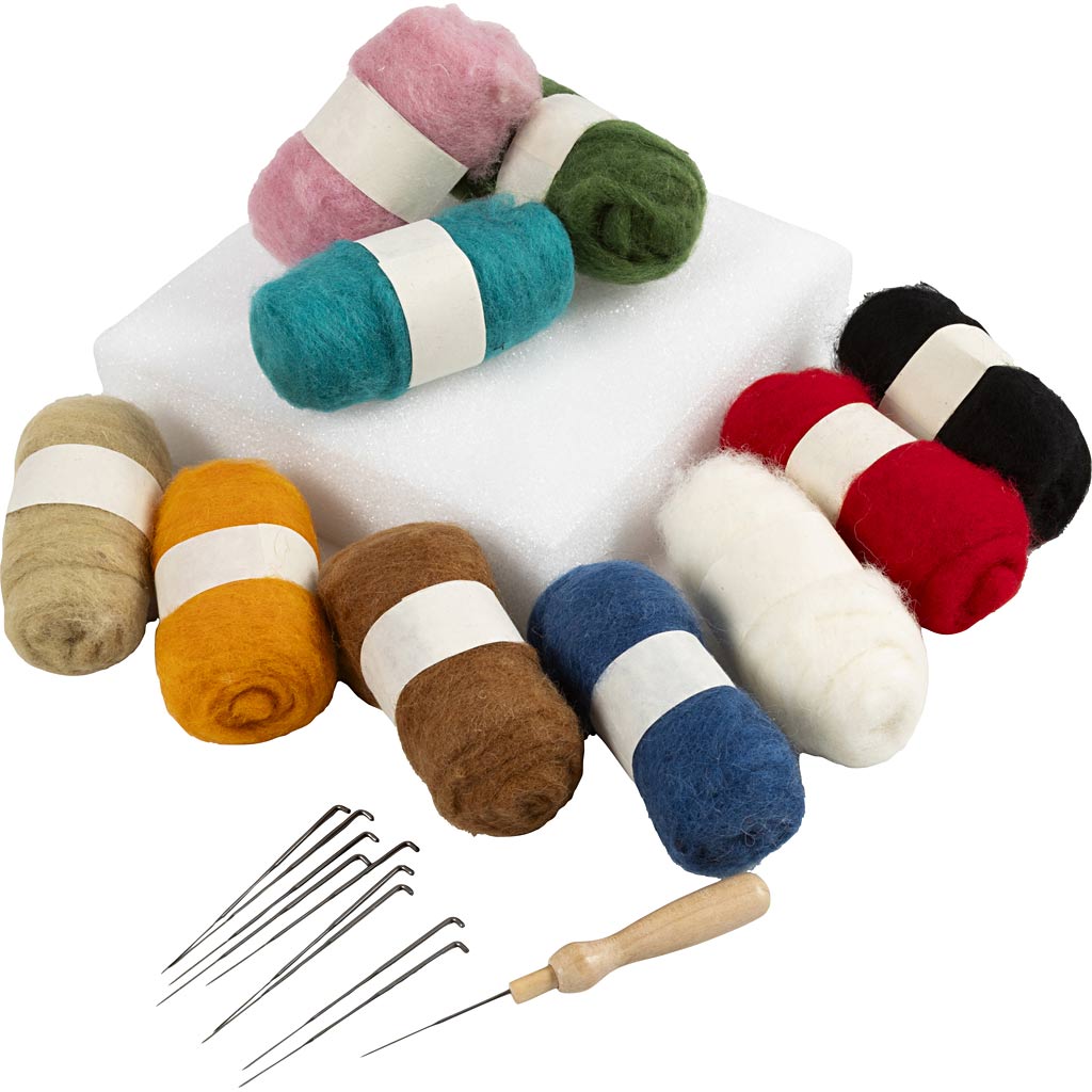 Creativ company group set de feutrage à l'aiguille, différentes couleurs, 1 set