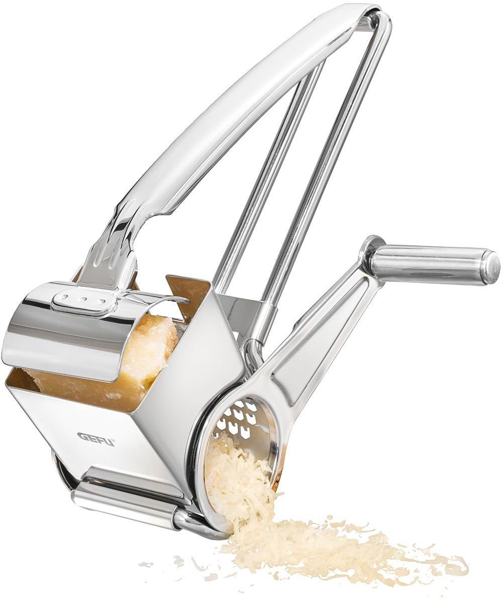 Moulin à fromage Gefu queso 19,5 cm – râpe à tambour – acier inoxydable – pour fromage, noix et chocolat