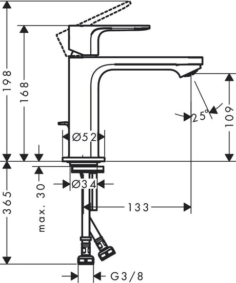 Hansgrohe rebris e - mitigeur de lavabo - commande à levier unique - démarrage à froid, économie d'énergie - sans vidage - taille 110 mm - noir mat