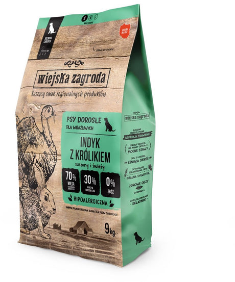 Wiejska zagroda - wet food for dogs - turkey rabbit - completely natural - supports digestion - grain-free - 9 kg