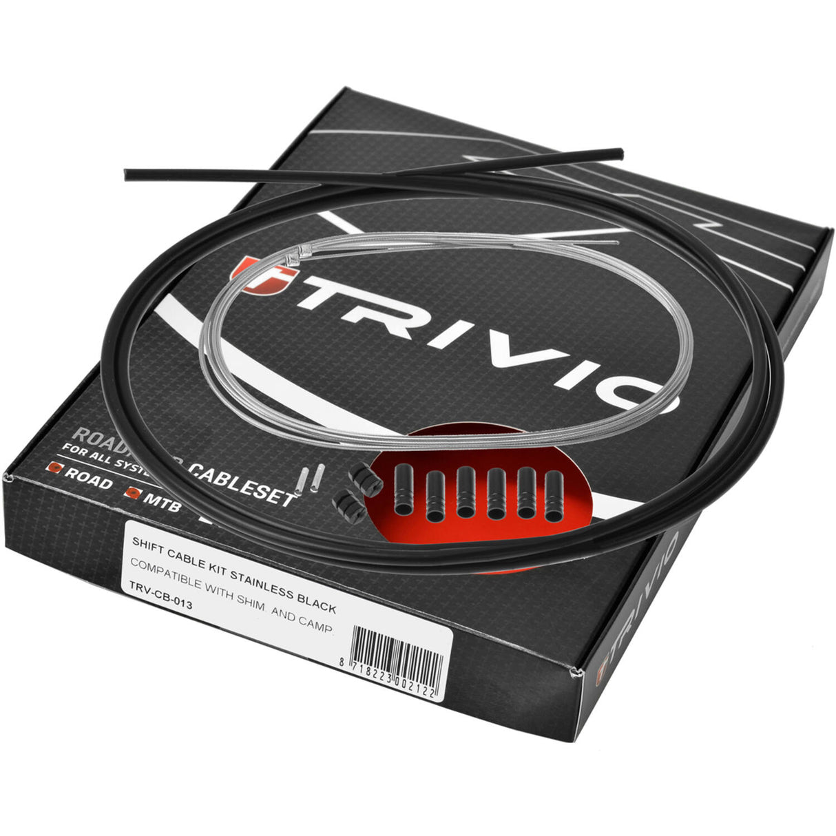 Trivio - jeu de câbles de dérailleur en acier inoxydable entièrement noir