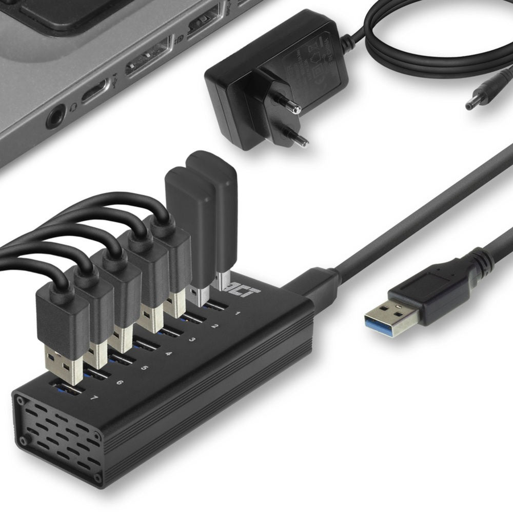 ACT Connectivité USB Hub 7 Port avec StroomAdapter