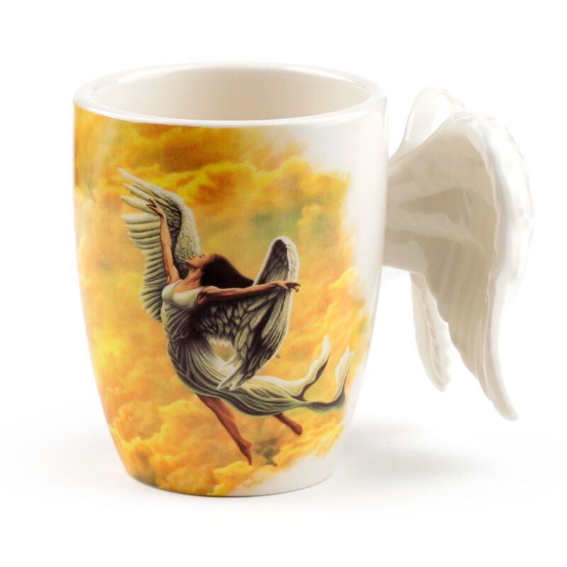 Mug en céramique avec anse en forme d'aile d'ange