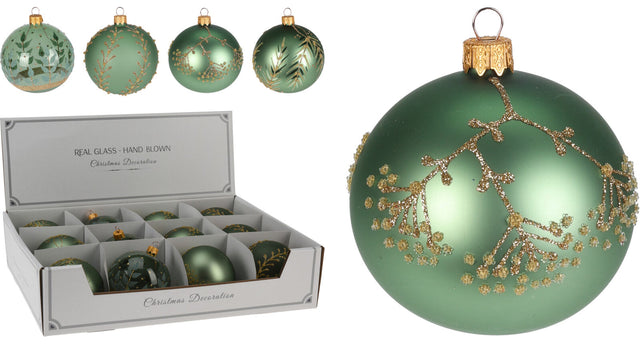 Kerstbal d8 cm groen 4 assortie dandelion