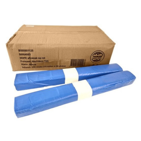 Afvalzak blauw 80x110cm t25 (300 stuks)