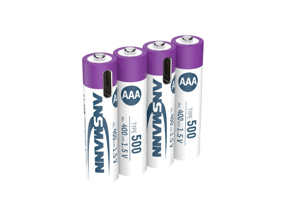 Piles AAA rechargeables Ansmann - Li-Ion - incl. Câble de chargement USB-C - 4 pièces