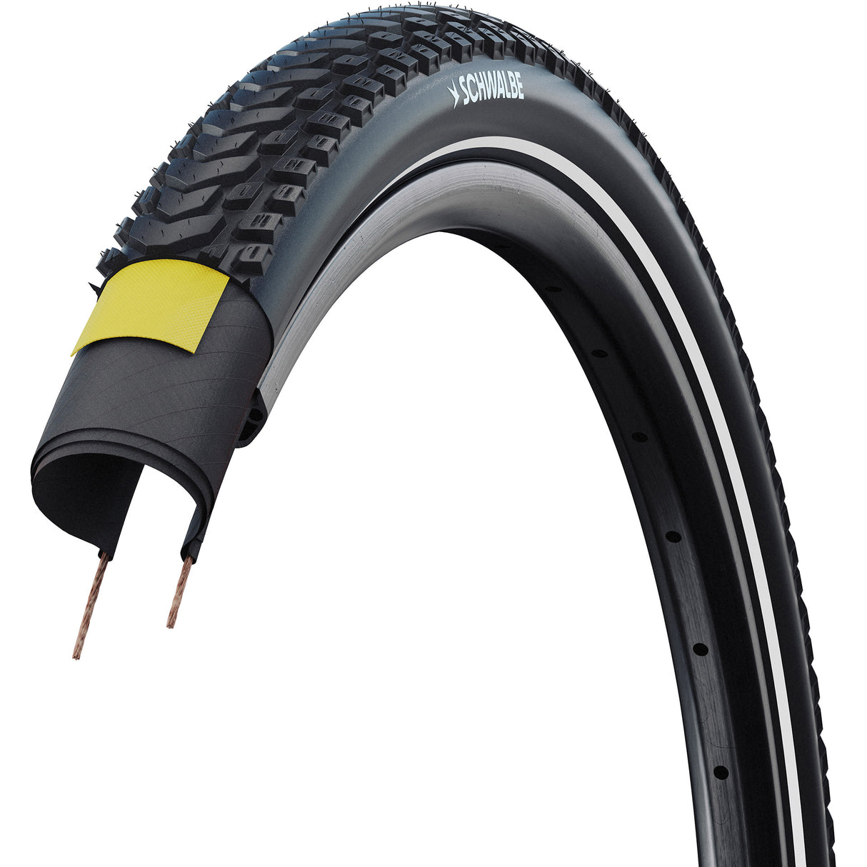 Schwalbe marathon mondial pro - pliable - addix - v-guard - 27,5x2,40 - noir + reflex