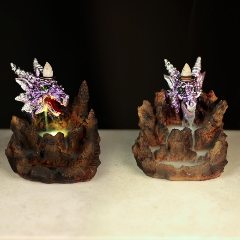 Porte-encens à reflux led dragon violet