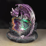 Porte-encens à reflux led dragon violet grotte en cristal