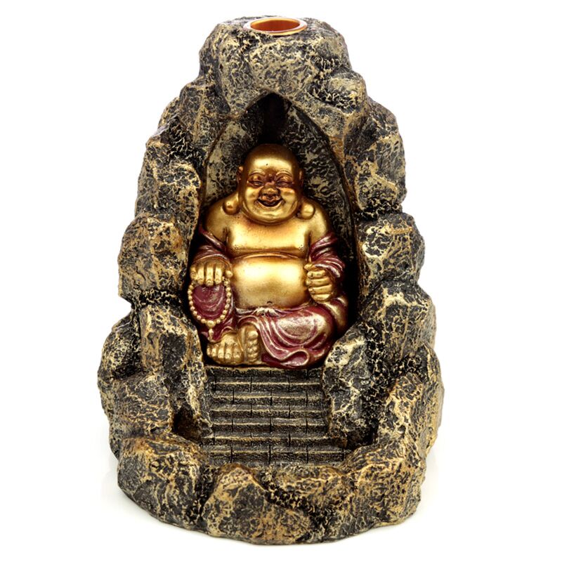 Porte-encens chinois à reflux Bouddha rieur