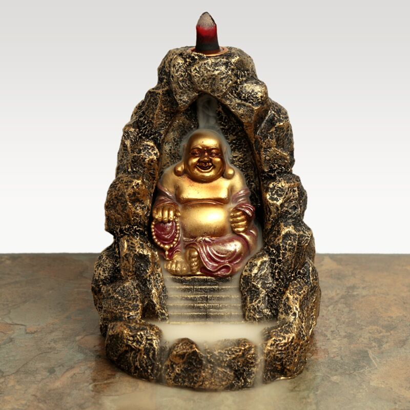 Porte-encens chinois à reflux Bouddha rieur